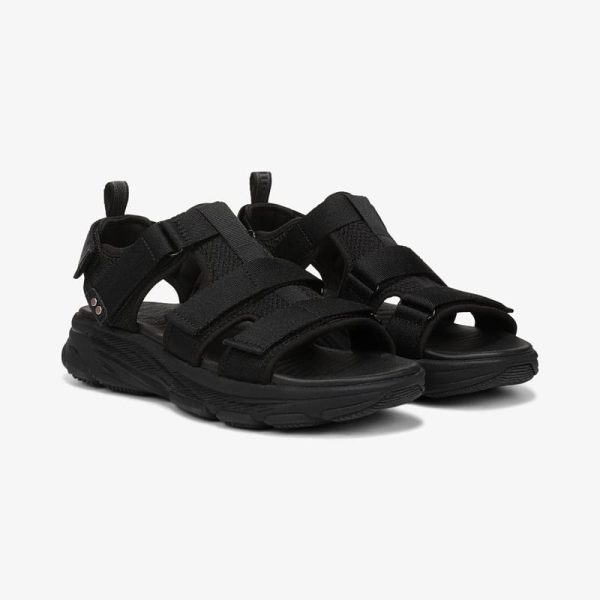 Ryka Devotion Max T Strap Sandal Black Mesh Fabric 6.5 W Arch Support