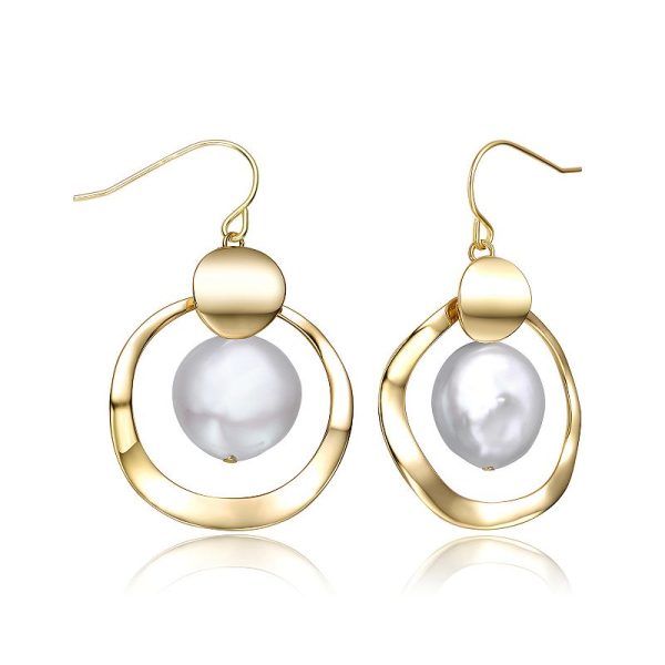 14k Gold Over Silver Freshwater Cultured Pearl Halo Drop Earrings, Women's, Gold Tone at Kohl's