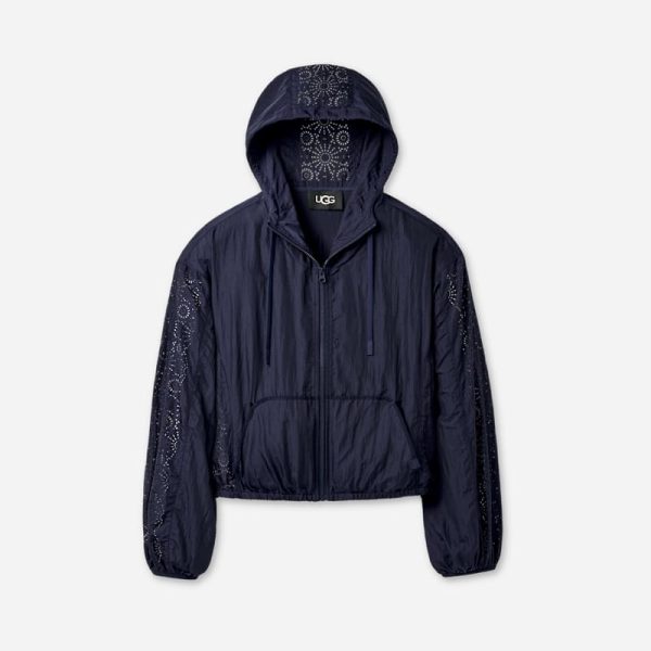 UGG® Women's Chiara Full-Zip Hooded Jacket Tops in Navy, Size L