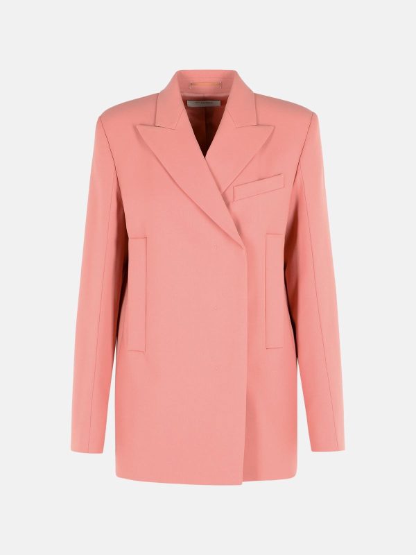 SPORTMAX 'Esule' Straight Blazer In Antique Pink Virgin Wool at VALICO