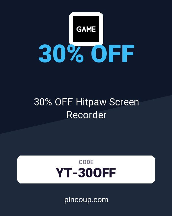 GAME coupon: 30% OFF Hitpaw Screen Recorder