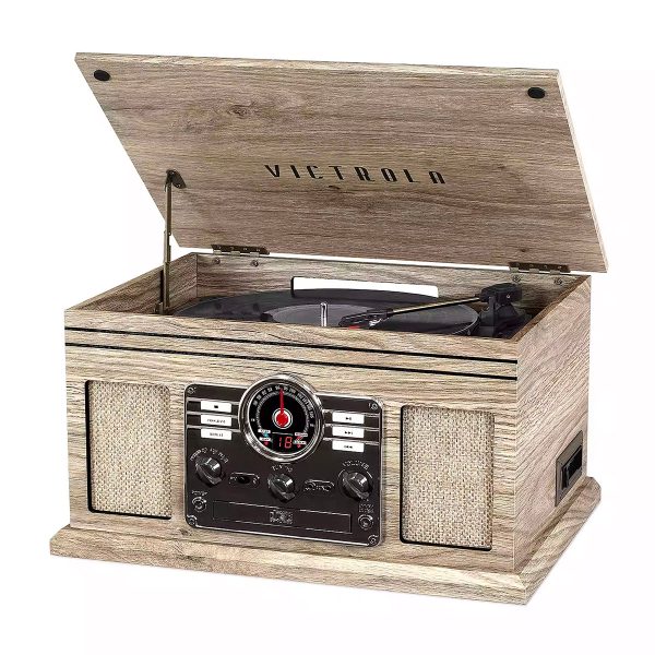 Quincy 6-in-1 Nostalgic Record Player - Farmhouse Oatmeal at Victrola