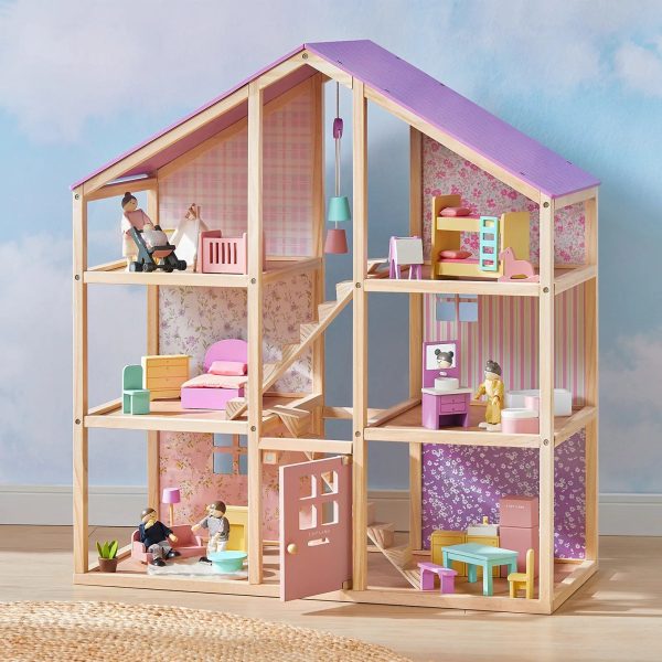 Tiny Land® Sweetwood Unicorn Dollhouse & Wooden Dollhouse Dolls