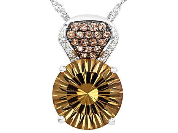 Champagne Quartz Rhodium Over Sterling Silver Pendant With Chain 6.52ctw at JTV Jewelry