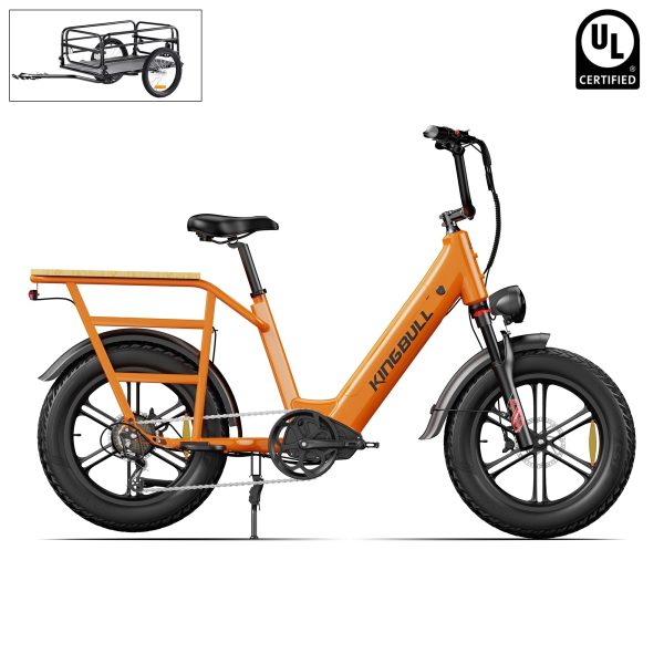 Kingbull Voyager 2.0 | Fat Tire Electric Cargo Bike - Orange / Ebike with Trailer at Kingbull Electric Bikes