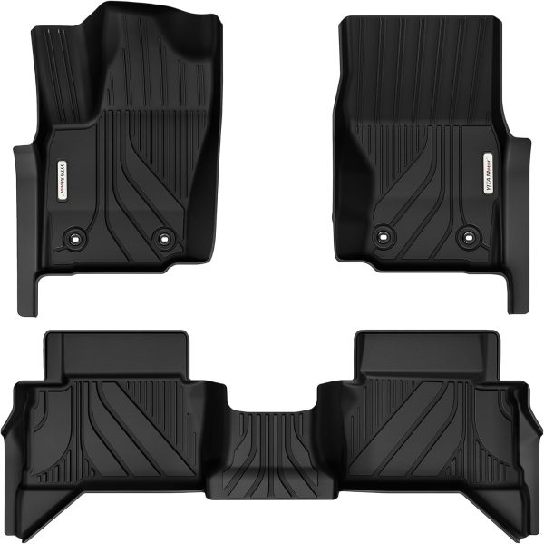 YITAMOTOR All-Weather Floor Mats for 2024-2026 Toyota Tacoma Double Cab - Custom Fit TPE Liners (Auto Trans w/Storage) at Oedro