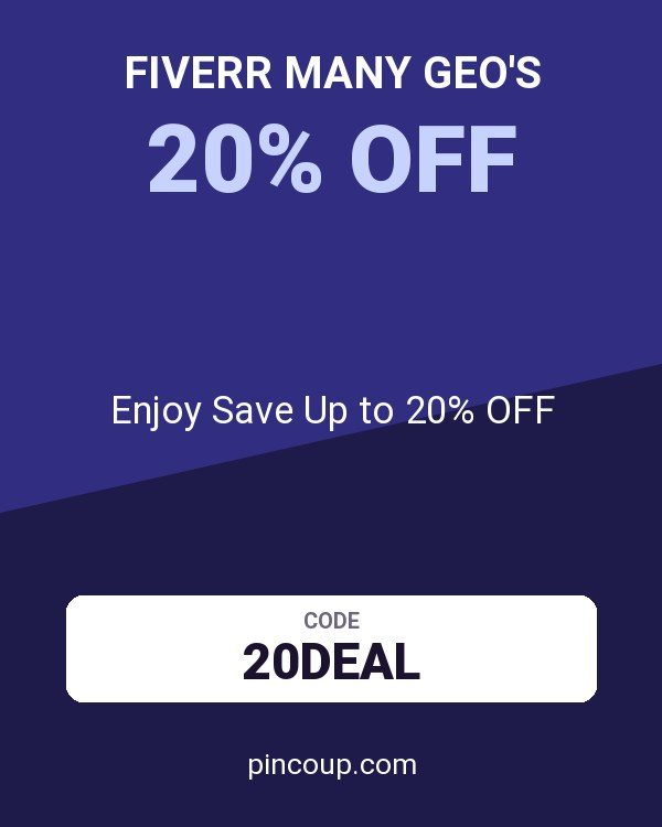 Fiverr Many GEO's coupon: Enjoy Save Up to 20% OFF