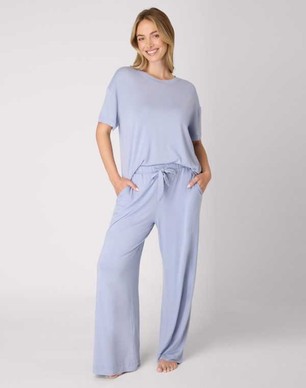 Bali Women's Pajama Set, T-Shirt & Pants, 29" Silver Satin/Silver Satin S at Bali Bras