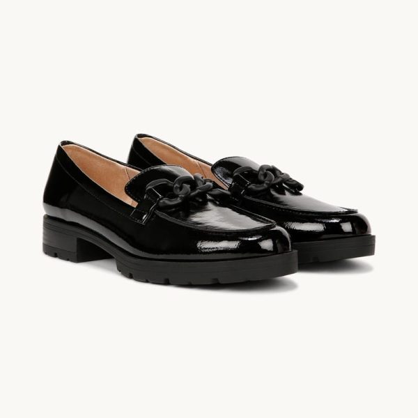 LifeStride London 2 Loafer Shoes (Black Patent Faux Leather) 11.0 W