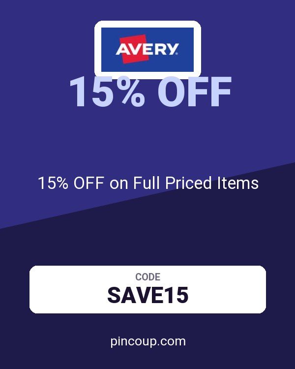 Avery coupon: 15% OFF on Full Priced Items