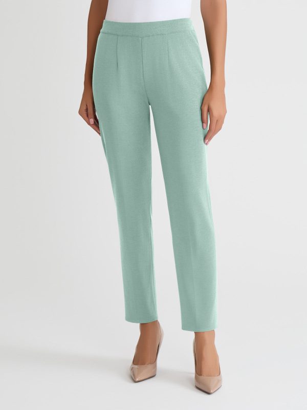Nancy Slim Leg Mylana Knit Pant, Mystic Green at Misook