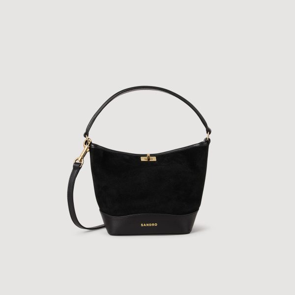 Tangoso mini suede and leather bag at Sandro-Paris