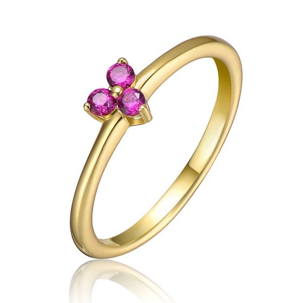 14k Gold over Sterling Silver Triple Cubic Zirconia Ring, Women's, Size: 7, Gold Tone Red at Kohl's