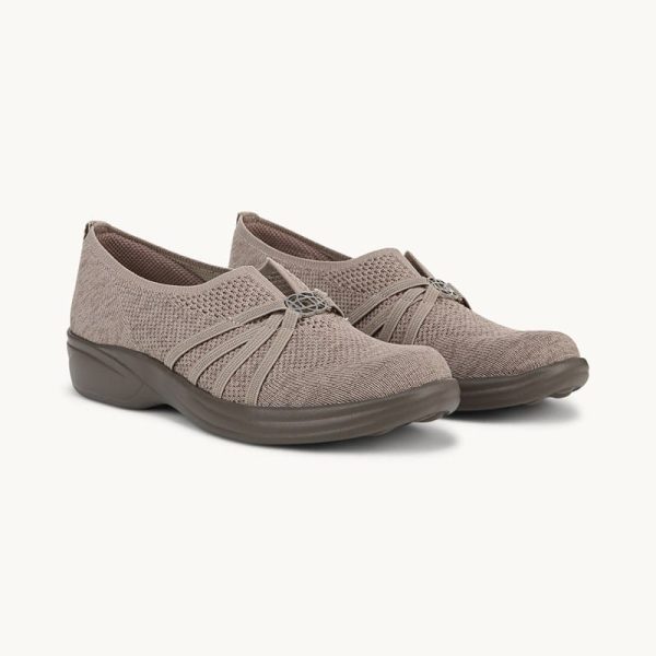 LifeStride Niche Slip On Shoes (Simply Taupe Knit Fabric) 6.0 M