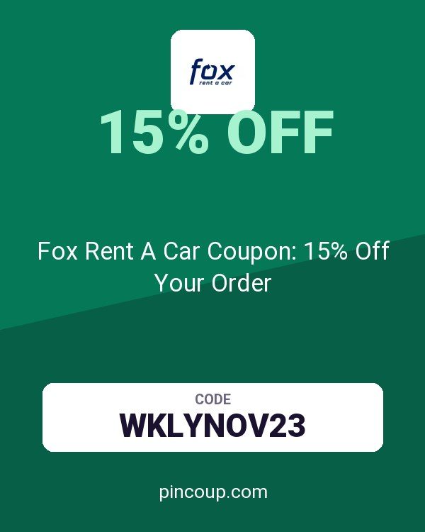Fox Rent A Car Coupon: 15% Off Your Order