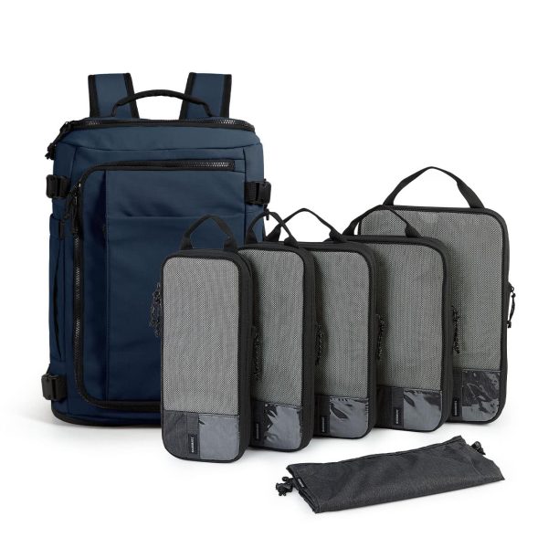 Bagsmart - Blast Travel Backpack with Packing Cubes Set, Carry On Luggage Backpack for Travel, Work & Weekend Trips - Navy Blue at Best Buy