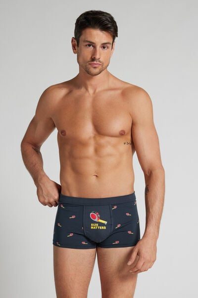 Intimissimi Size Matters Print Superior Cotton Boxers Man Blue Size 3