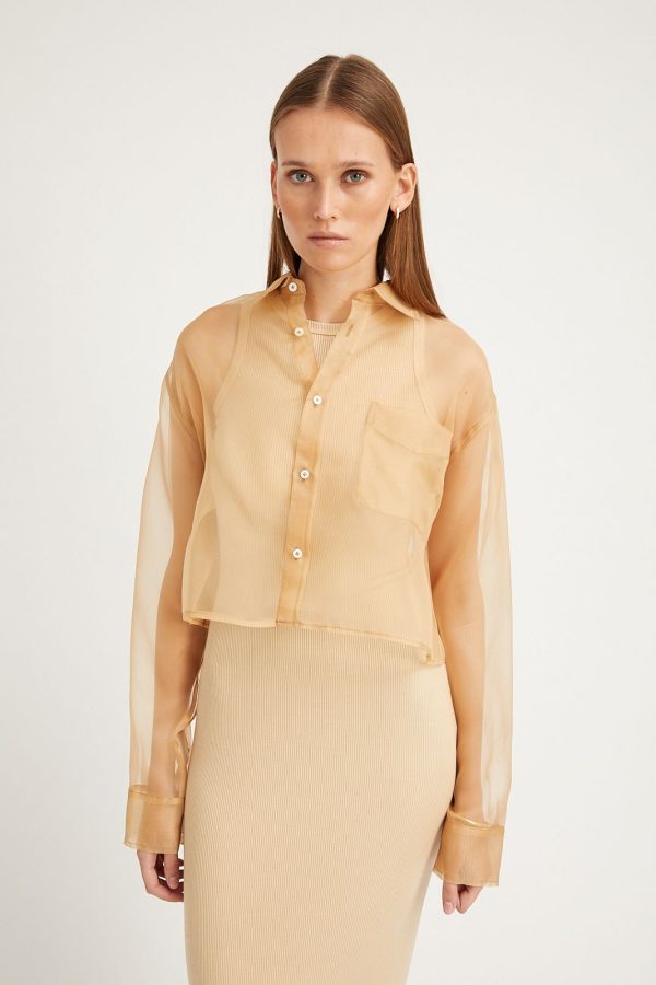 Cropped Organza Button Down at SPRWMN
