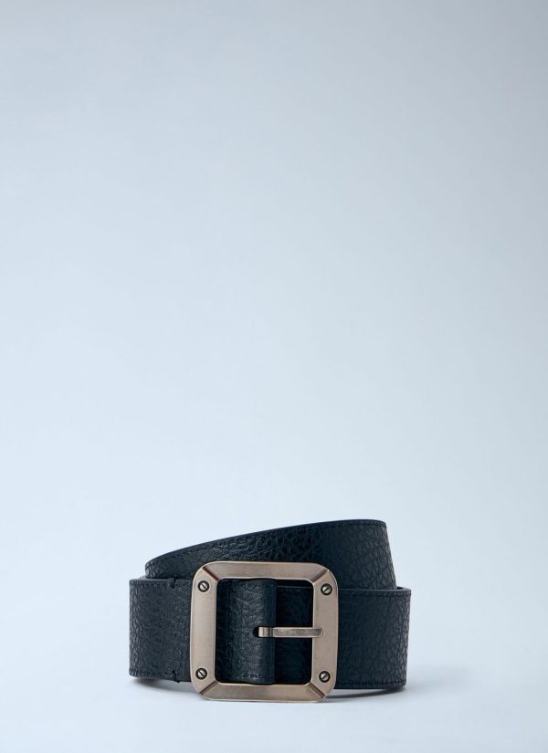 Acne Studios Textured Reversible Leather Belt - Woman Belts Black S at LN-CC