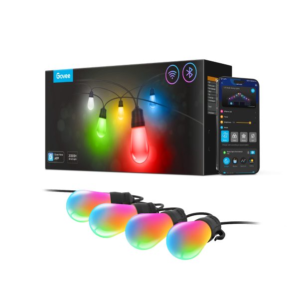 Refurbished Govee RGBIC Warm White Wi-Fi & Bluetooth Smart Outdoor String Lights - 96 Feet