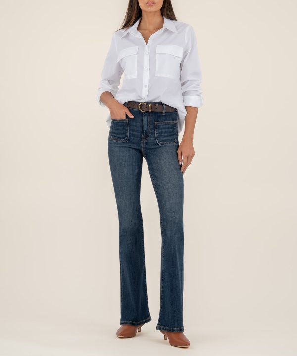Ana High Rise Flare, Petite in Deductive Wash at Kut from the Kloth