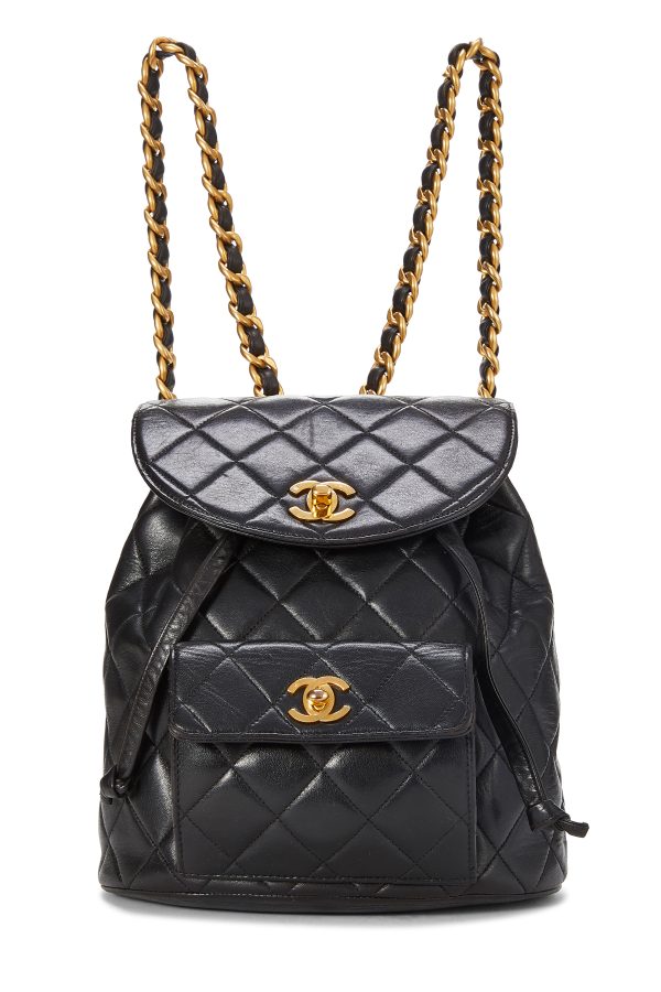 Women's Chanel Black Quilted Lambskin 'CC' Classic Backpack Small in Black Small at What Goes Around Comes Around