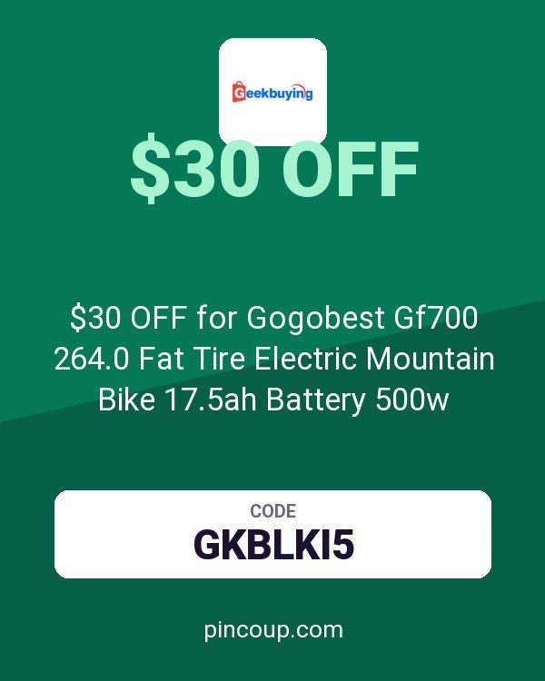 GeekBuying coupon: $30 OFF for Gogobest Gf700 264.0 Fat Tire Electric Mountain Bike 17.5ah Battery 500w Dual-motor 6061 Aluminum Alloy Frame Max Speed 50km/H 70km Power-assisted Range Ip54 Hydraulic