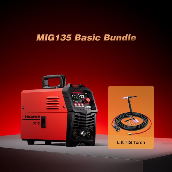Arccaptain MIG135 Three in One 110V Gasless MIG Welder - MIG135 + Lift TIG Torch