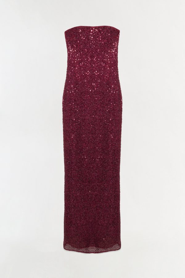 SIMKHAI Women's Xyla Sequin Gown in Cranberry, Size 14