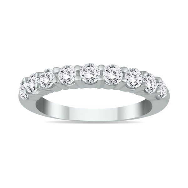 1 1/3 Carat TW 9 Stone Diamond Wedding Band in 14K White Gold at Szul.com