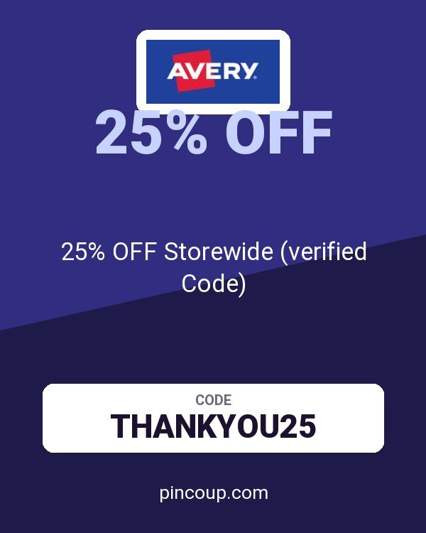 Avery coupon: 25% OFF Storewide (verified Code)