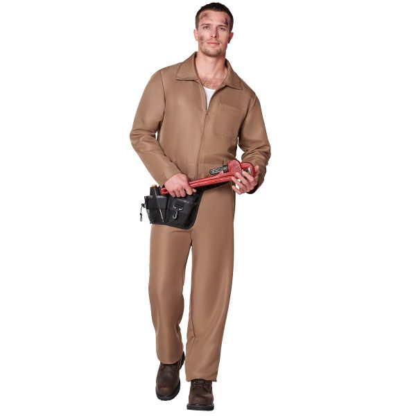 Adult Brown Mechanic Jumpsuit, Small/Medium - Spirit Halloween at SpiritHalloween.com