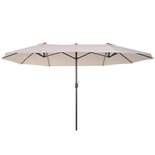 Outsunny 15ft Patio Umbrella Double-Sided Outdoor Market Extra Large Umbrella with Crank Handle for Deck, Lawn, Backyard and Pool, Cream White at Aosom.com