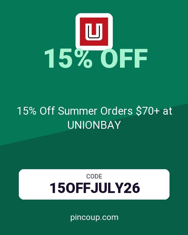 15% Off Summer Orders $70+ at UNIONBAY