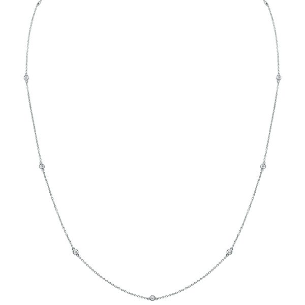 1/4 Carat TW Bezel Set Diamond Station Necklace in 14K White Gold at Szul.com