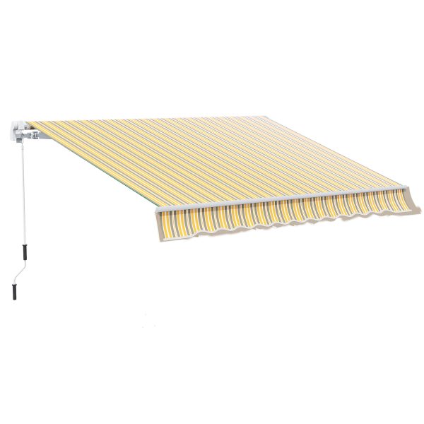 Outsunny 12' x 10' Manual Retractable Awning Outdoor Sunshade Shelter for Patio, Balcony, Yard, with Adjustable & Versatile Design, Yellow and Gray at Aosom.com