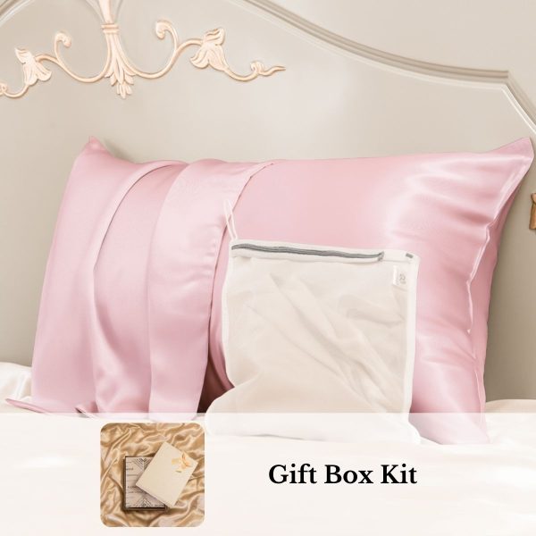 23mm 6A+ 100% Mulberry Silk Pillowcase-Christmas Gift Kit - Standard / Pink at Promeed