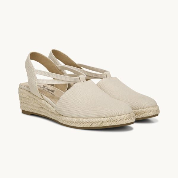 LifeStride Shoes Katrina 2 Espradrille Wedge Sandals (Almond Fabric) 9.5 W