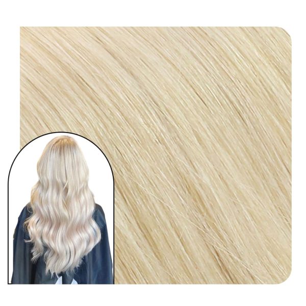 Human Hair Tape in Extensions Platinum Blonde Pure Color #60 - 16inch / 100gram+Free Tapes at Ugeat Hair Official