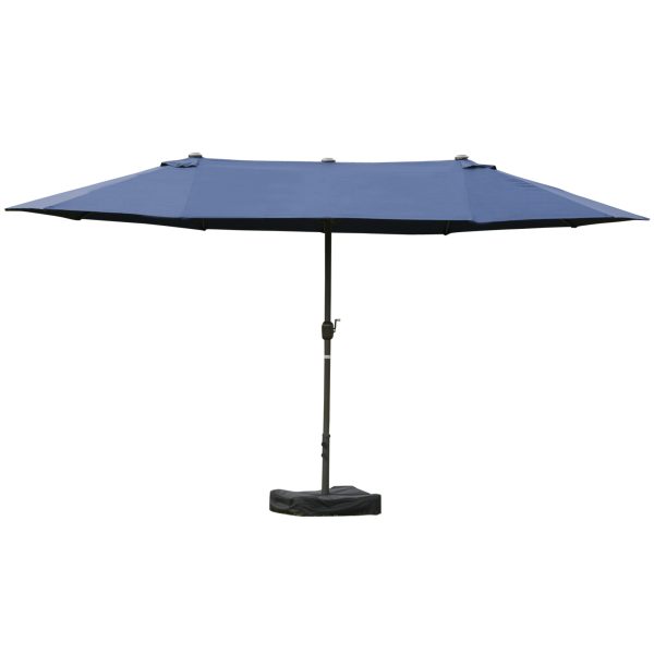 Outsunny Double-Sided Patio Umbrella, Rust-Resistant Steel, Poolside Shade, Dark Blue at Aosom.com