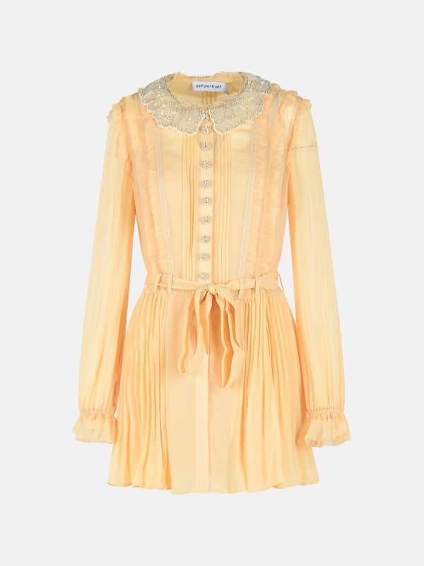 SELF PORTRAIT Cream Viscose Mini Dress at VALICO