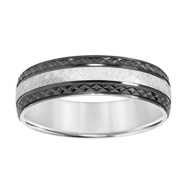 AXL Sterling Silver & Black Rhodium 6 mm Textured Men's Band, Size: 12, Two Tone at Kohl's
