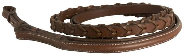 Da Vinci Plain Raised Laced Reins with Hook Stud Ends at Equestrian Collections