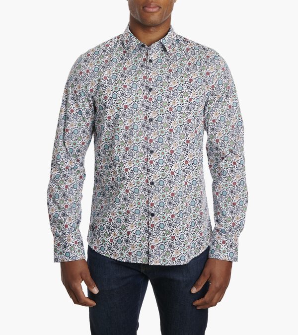 Stacy Adams Shoes Mickey Dress Shirt Point Collar White Multi Size M=15"-15.5"