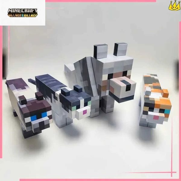 3D Calico Cat Paper Model MC Pixel Puppy Paper Model Folding Ornament DIY Handmade Origami Decorative Material Package L260609QFSZ at DHgate