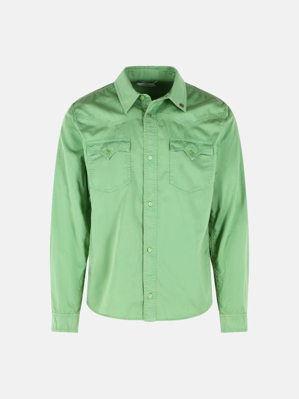 VERSACE Green Cotton Shirt at VALICO