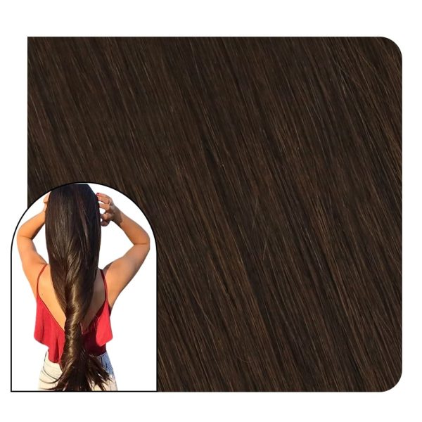 [Pre-sale]Human Hair Extensions Tape in Pure Color Dark Brown Color #4 - 14inch / 50gram+Free Tapes at Ugeat Hair Official