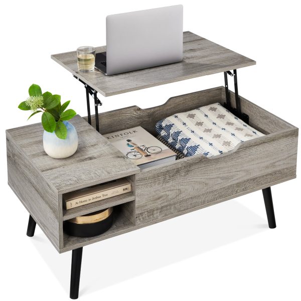 Wooden Mid-Century Modern Lift Top Coffee Table w/ Removable Shelf at Best Choice Products