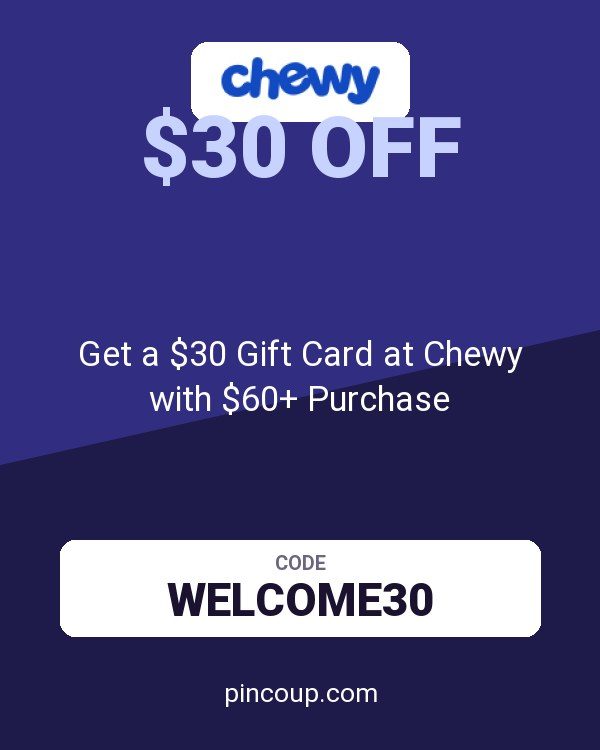 Chewy.com coupon: Get a $30 Gift Card at Chewy with $60+ Purchase