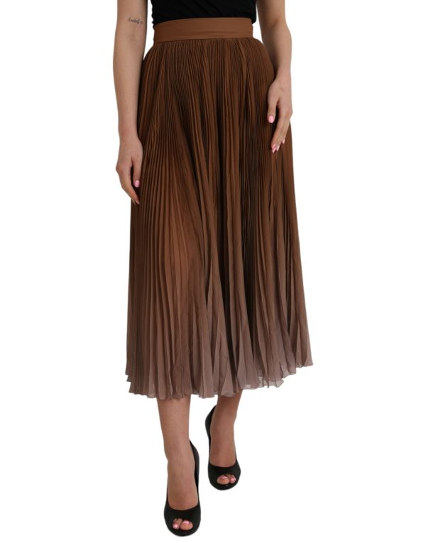 Dolce & Gabbana Pleated Polyester Skirt — Brown at italist.com